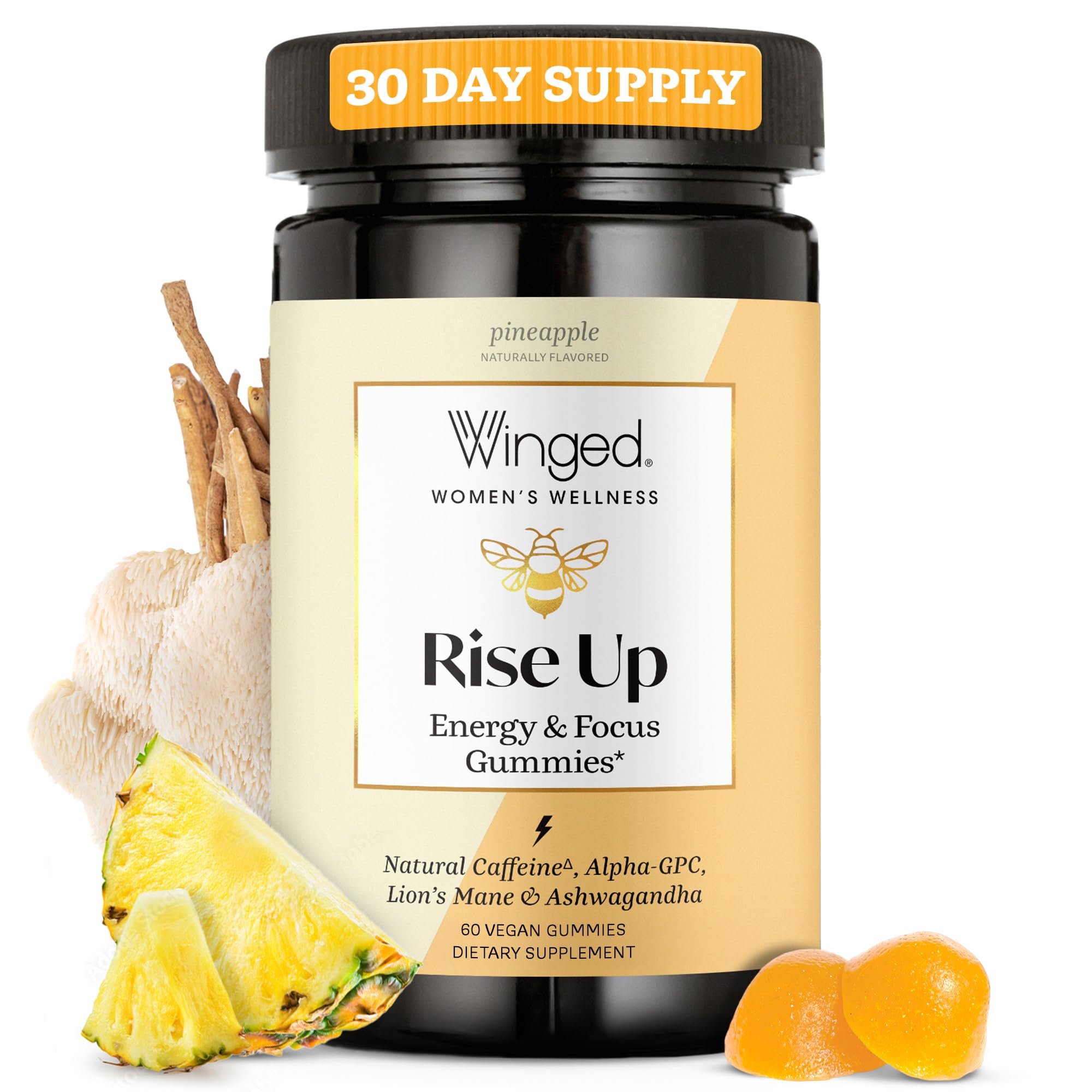Winged Wellness Rise Up: botella de energía para inicio de día con enfoque sostenido