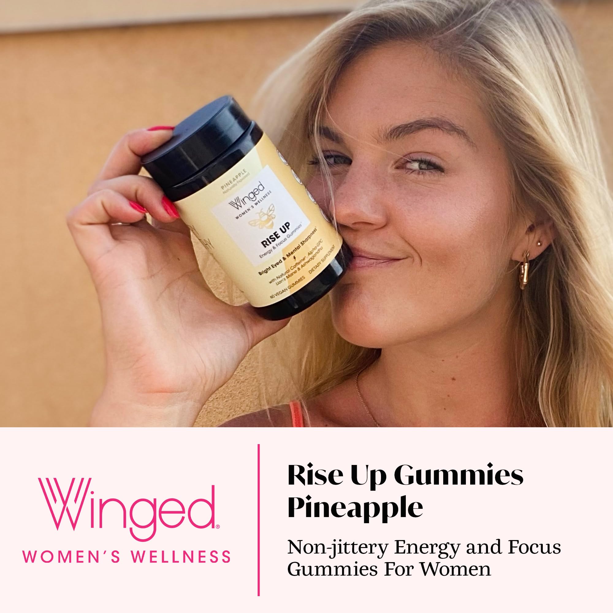Winged Wellness Rise Up gomitas piña: sabor agradable y energía para concentrarte