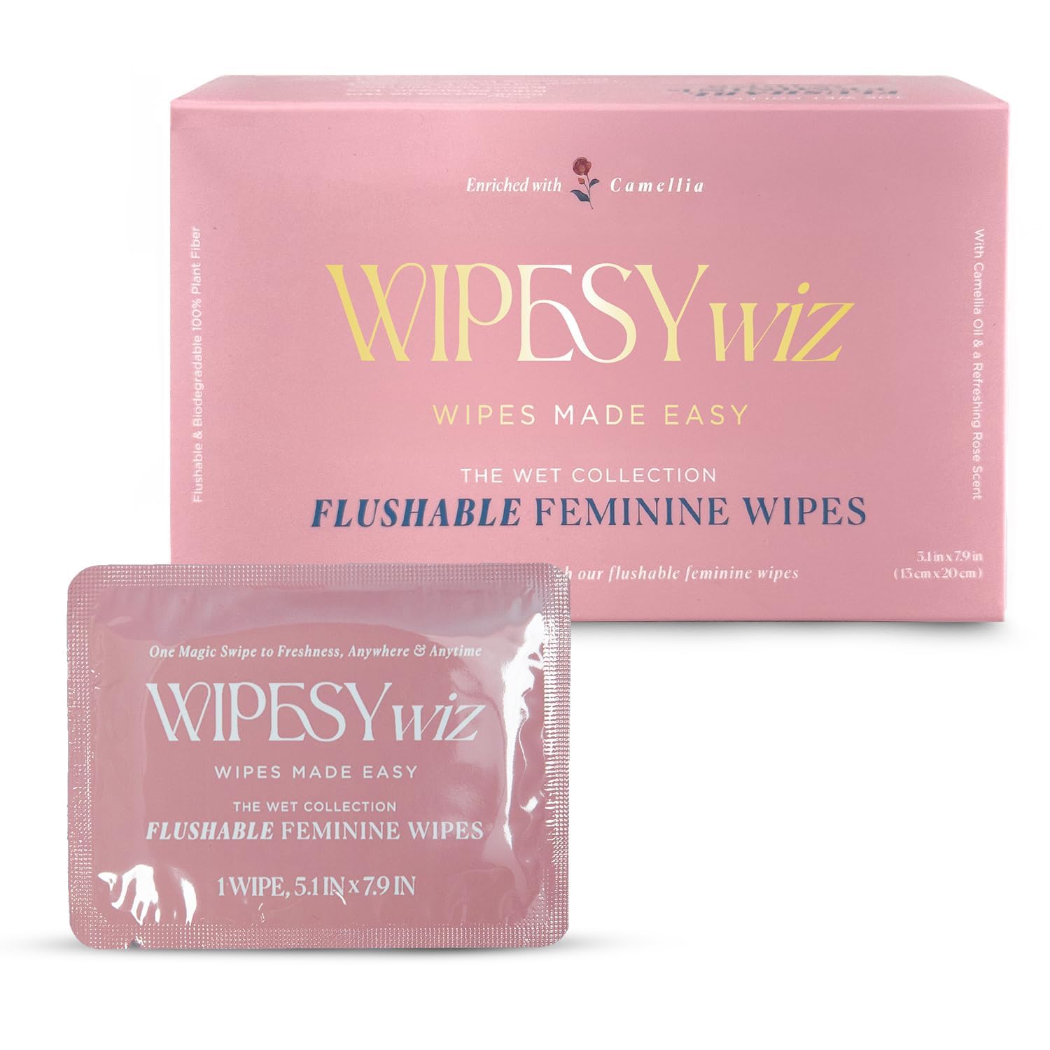 WipesyWiz toallitas íntimas de 40 unidades envueltas, ideales para viaje y uso diario.