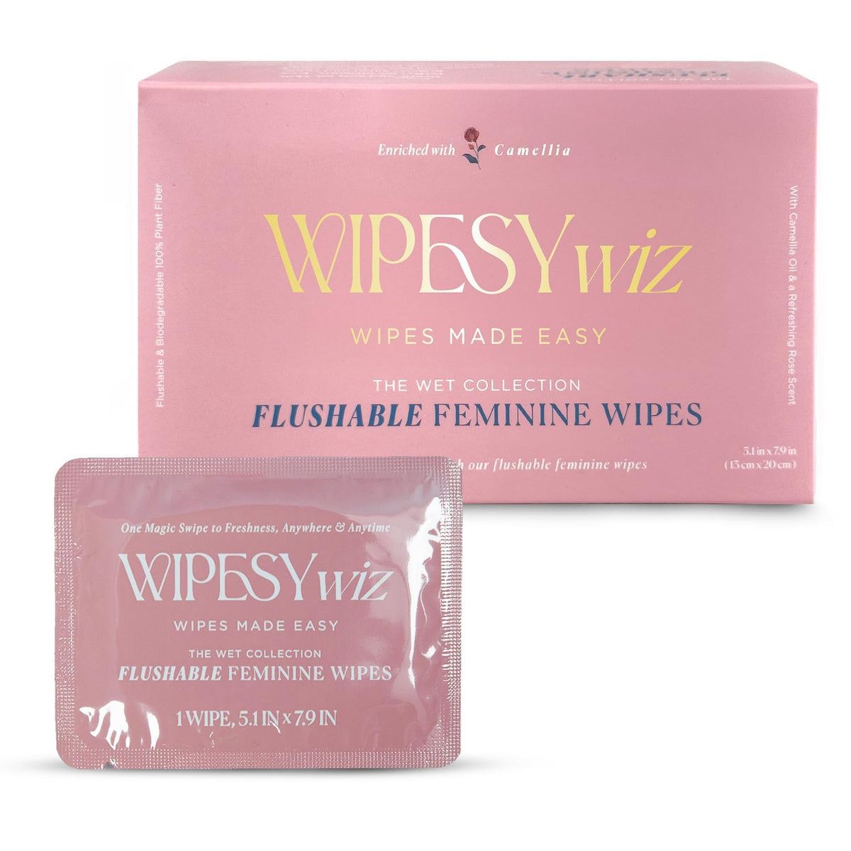 WipesyWiz toallitas íntimas de 40 unidades envueltas, ideales para viaje y uso diario.