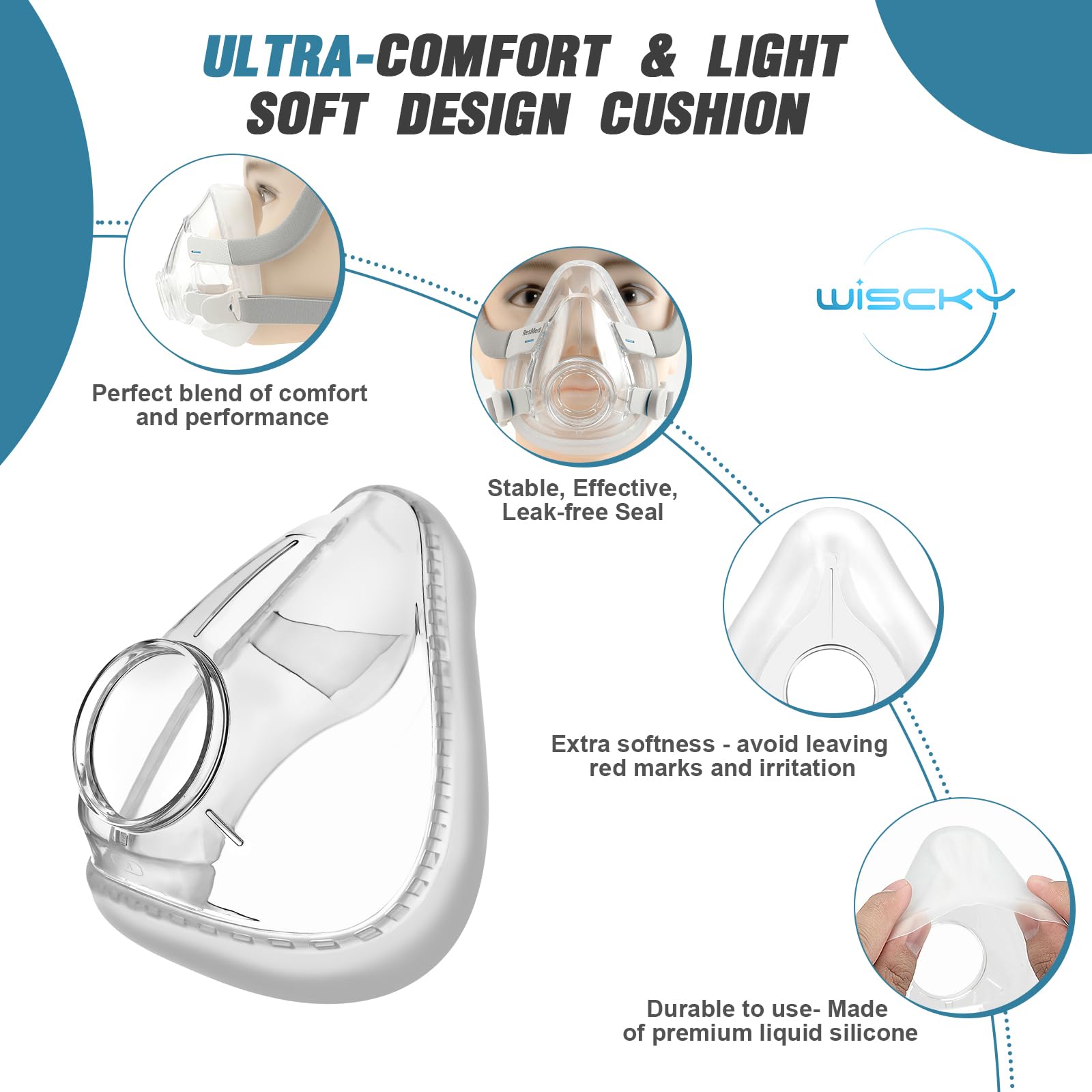Wiscky AirFit F20 cojin repuesto comodidad suave con silicona