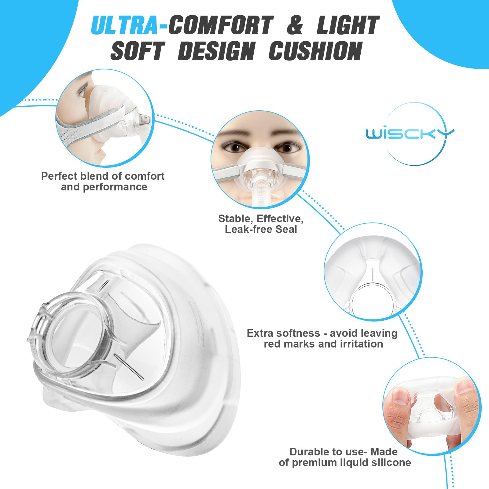 Wiscky AirFit N20 – almohadilla de repuesto pequeña, vista lateral derecha para ajuste estable.