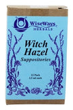 Supositorios Wiseways Herbal con hamamelis para alivio localizado de irritaciones rectales.