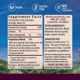 WishGarden Get Over It! botella etiqueta botanica con ingredientes visibles.