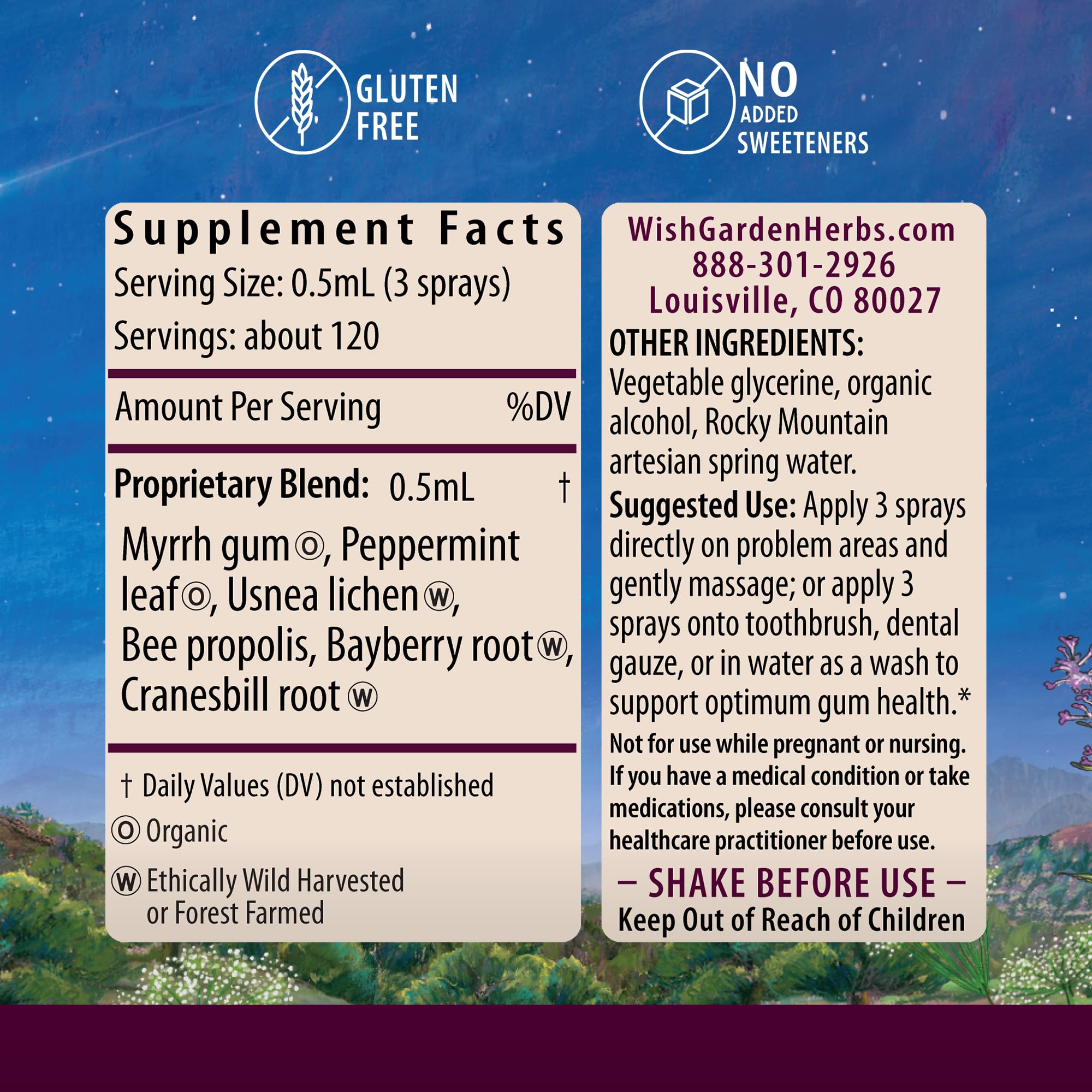Aplicación en enjuague dental WishGarden Gum Strength para uso diario.