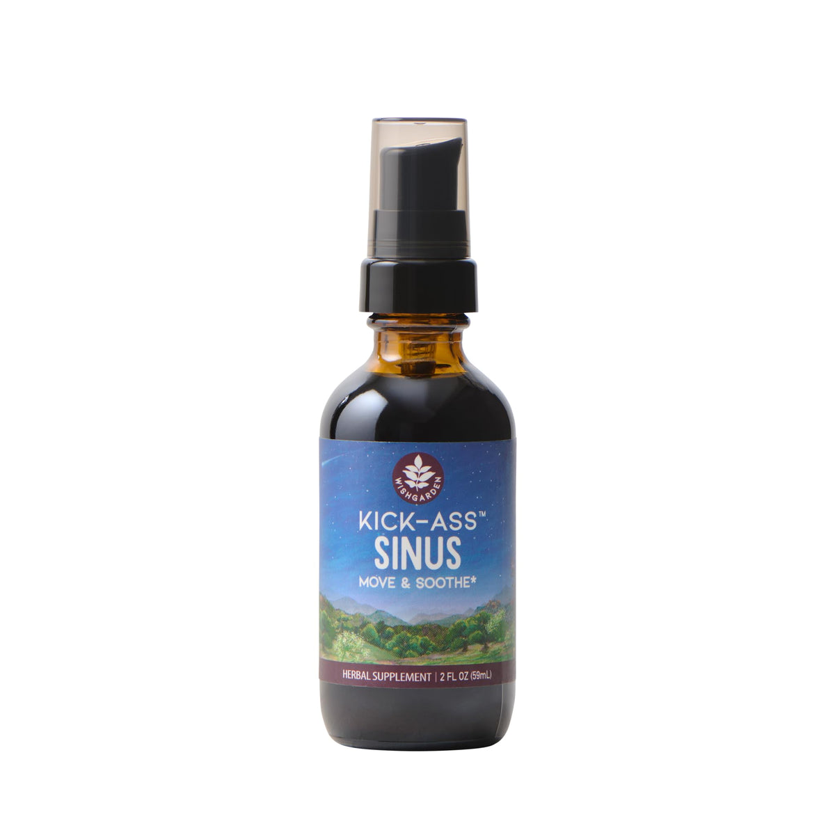 WishGarden Kick-Ass Sinus, botella de 2 oz, posible alivio de congestión nasal.