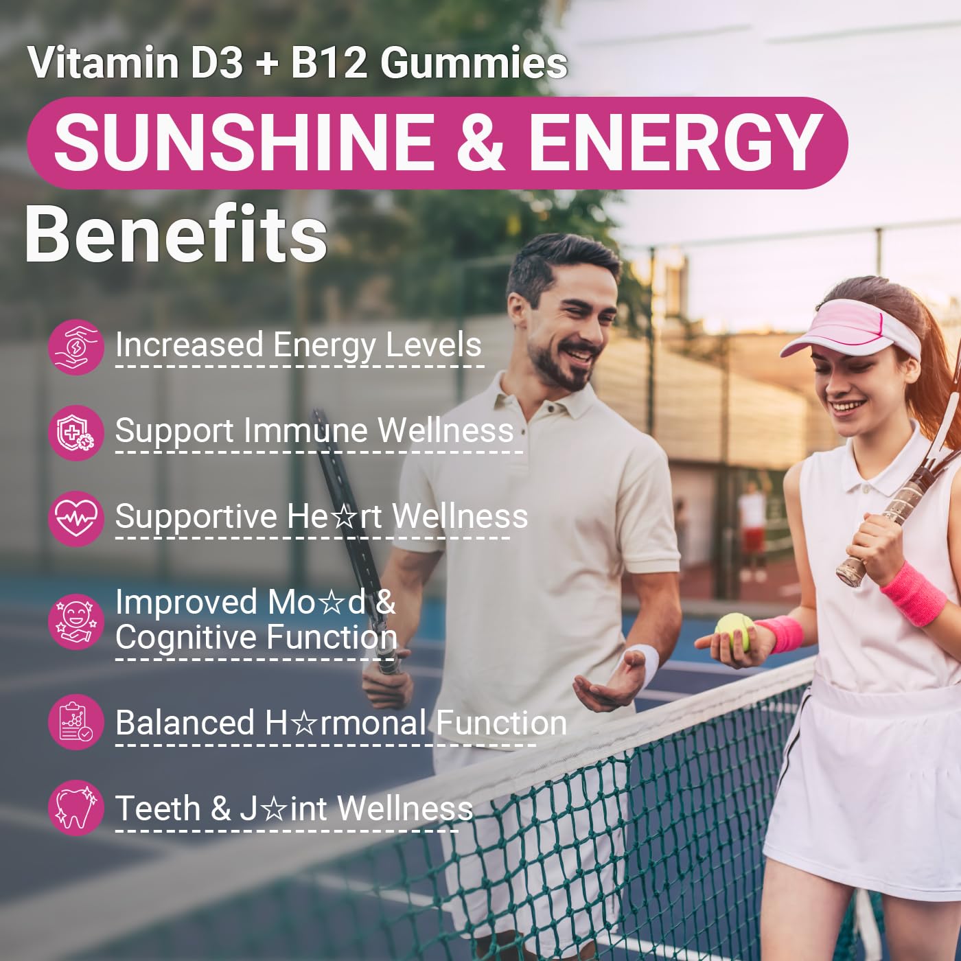 Wiszeen D3 B12 gomitas energía sostenida para actividades diarias.