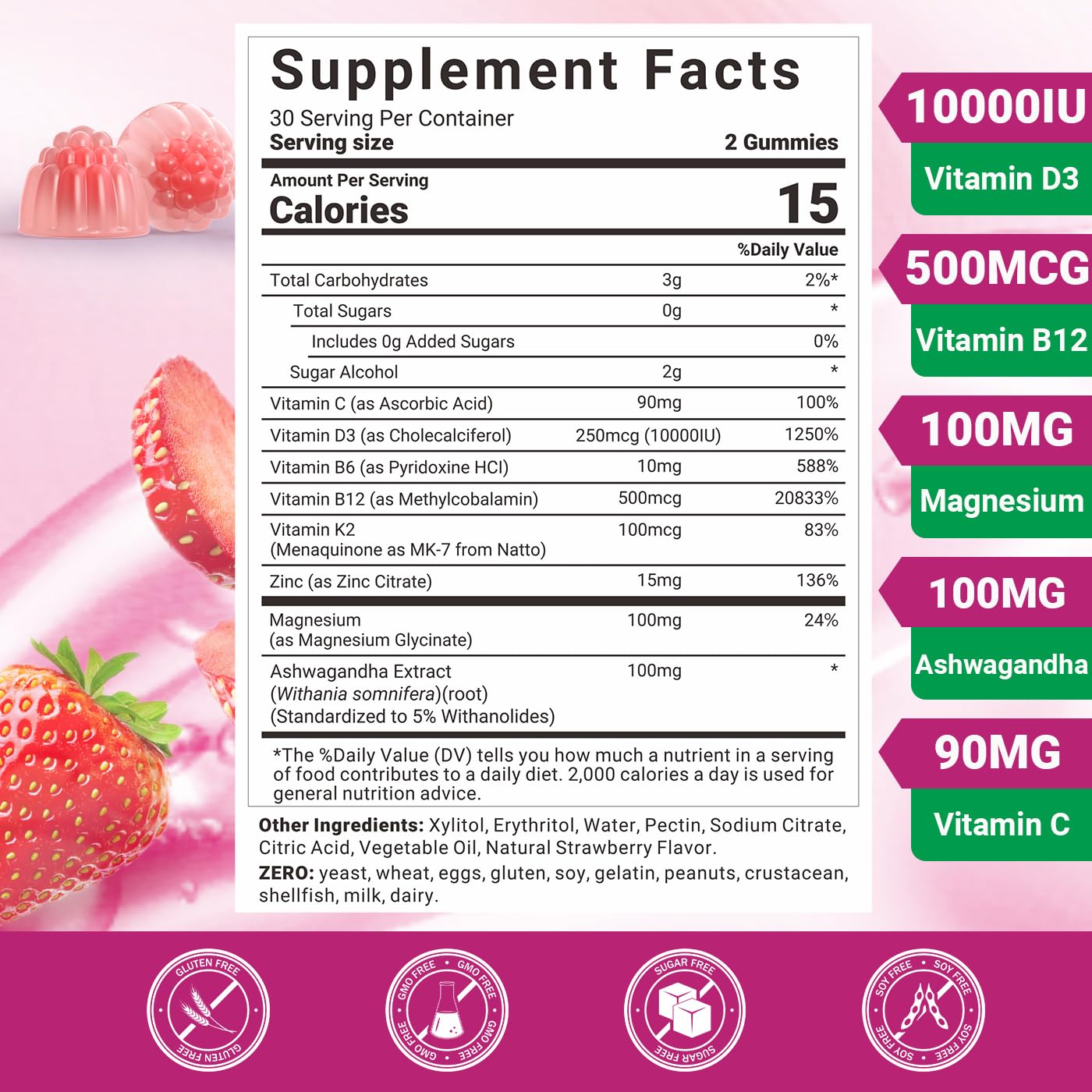 Wiszeen D3 B12 gomitas sabor-fruta para disfrutar un tentempié saludable.
