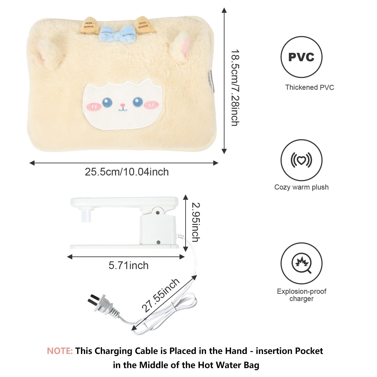 Bolsa de agua eléctrica WITERY para pies y abdomen con calor cómodo