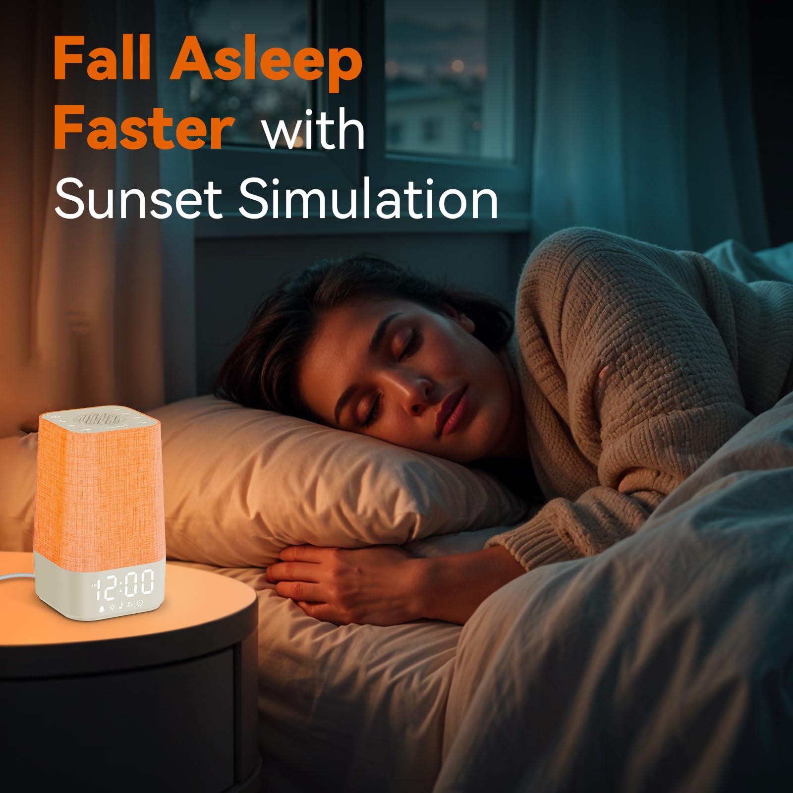 Temporizador de sueño de 30 a 180 minutos para tranquilidad nocturna.