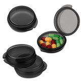 WLLHYF pastillas mini: organizador compacto con cuatro compartimentos en negro.