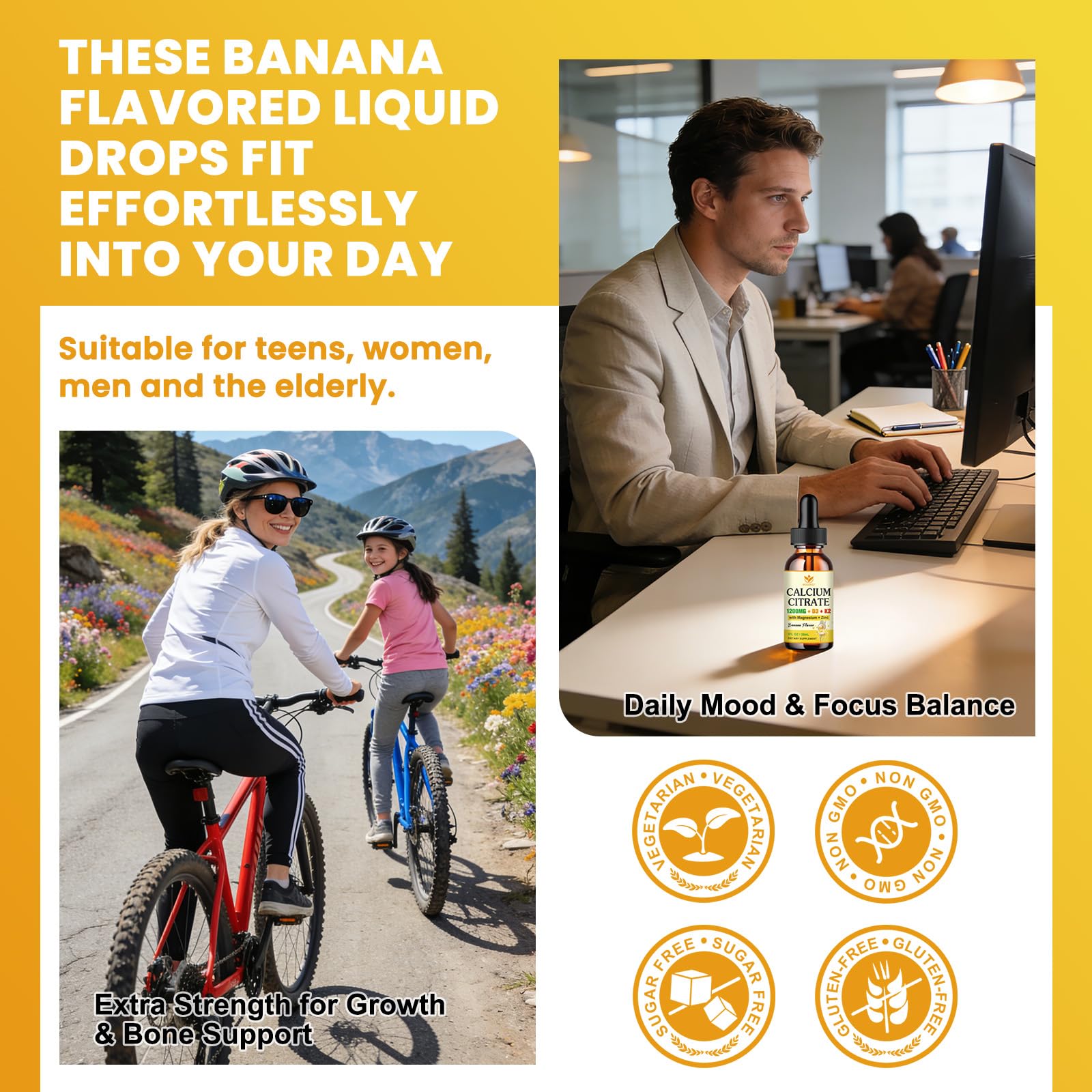 Frascos transparentes que destacan sabor banana suave