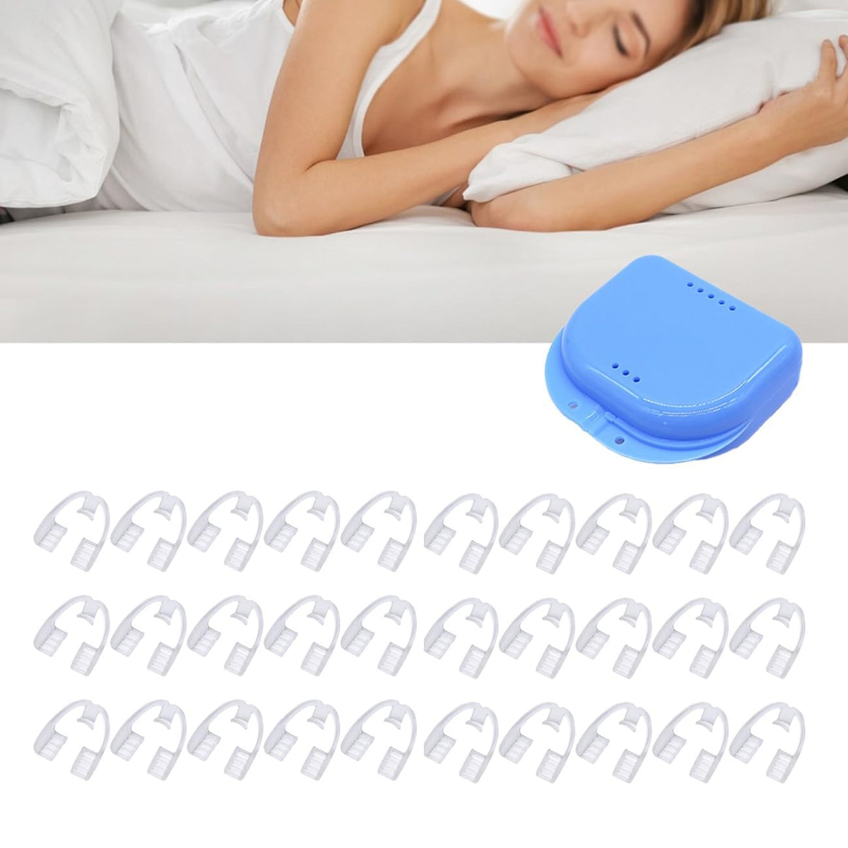 Protector bucal nocturno de Wokyo en paquete de 30 con caja, práctico para viajar