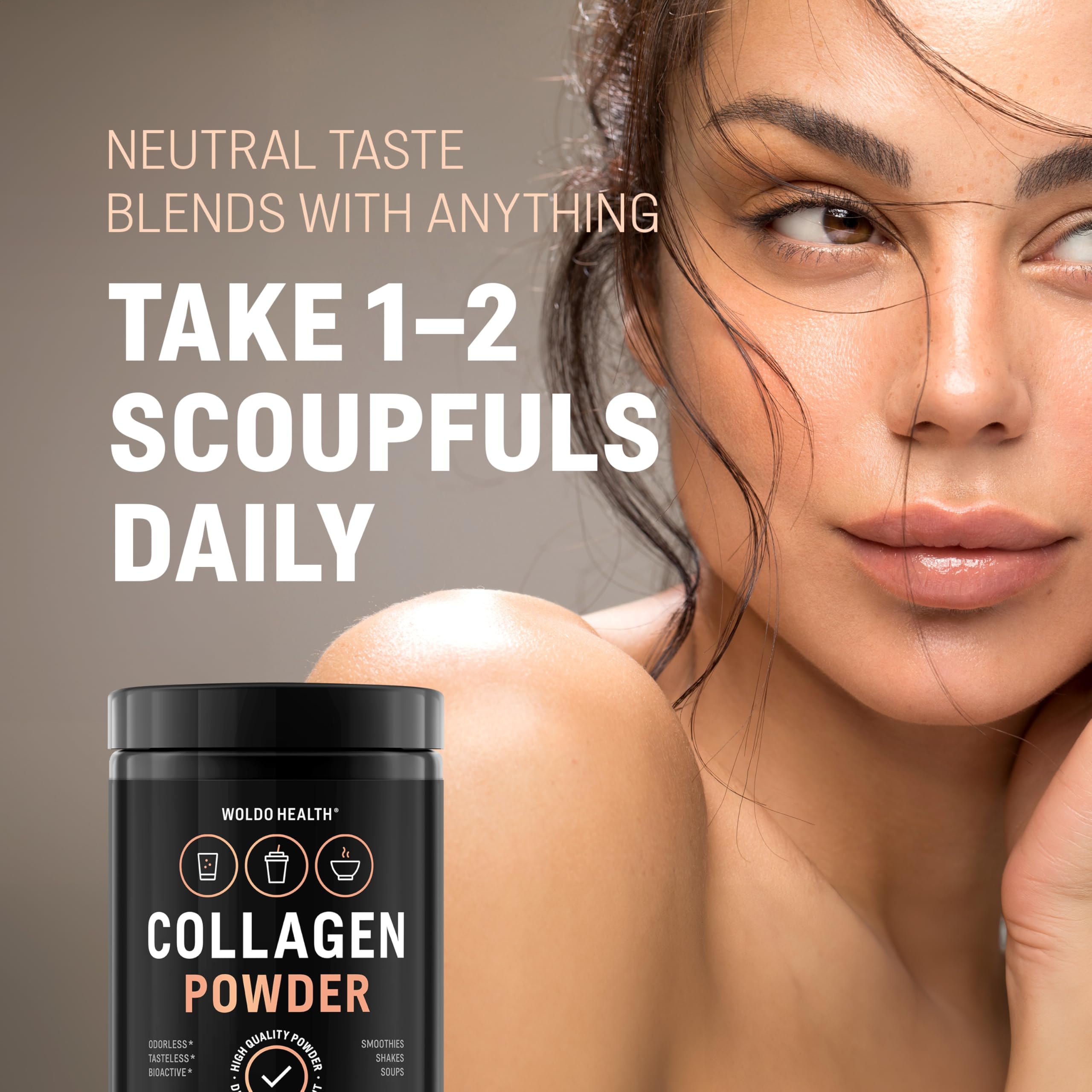 WoldoHealth Colágeno enfocado en cuidado de piel, cabello y uñas.