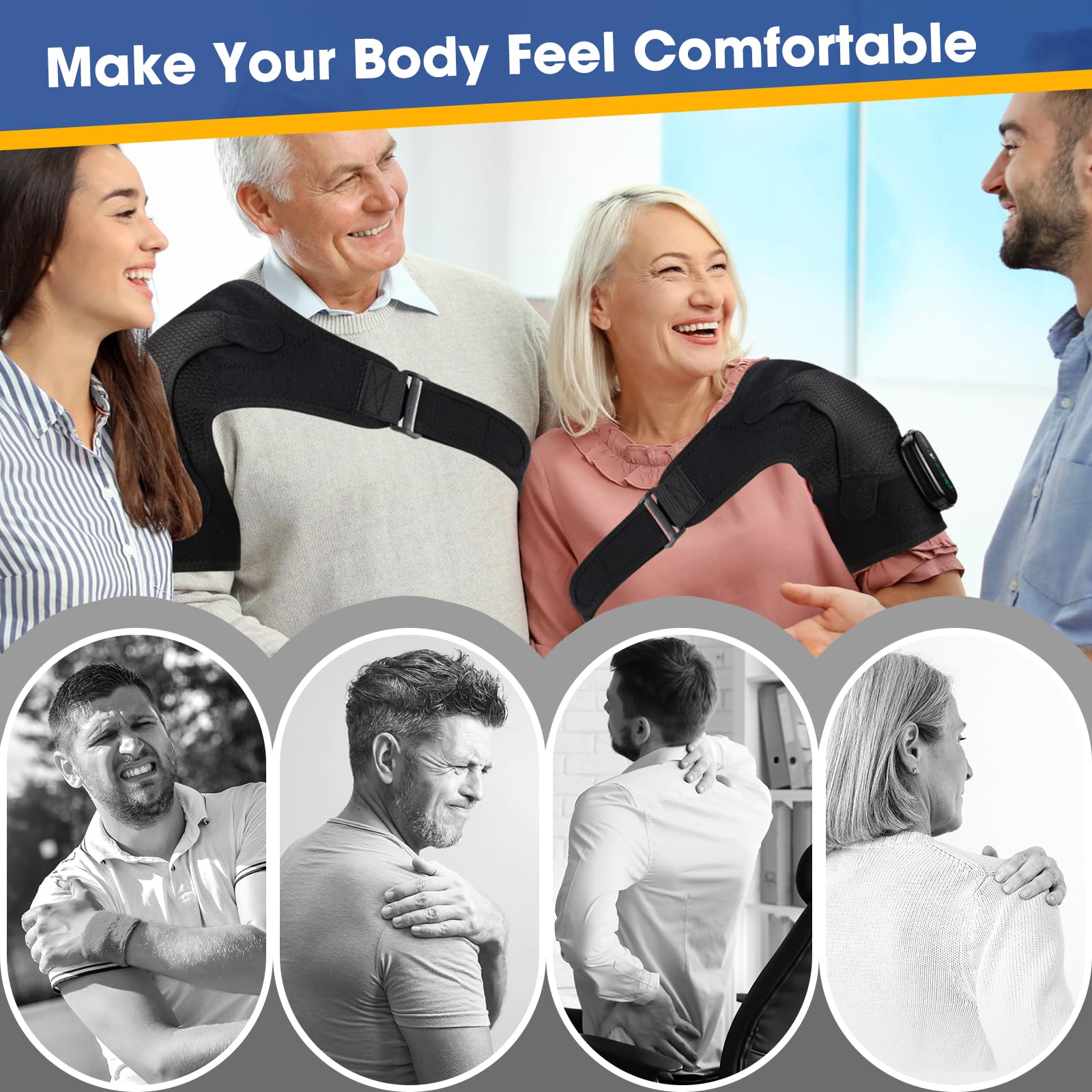 WoloyHeatie controles de calor y vibración personalizables para alivio muscular.