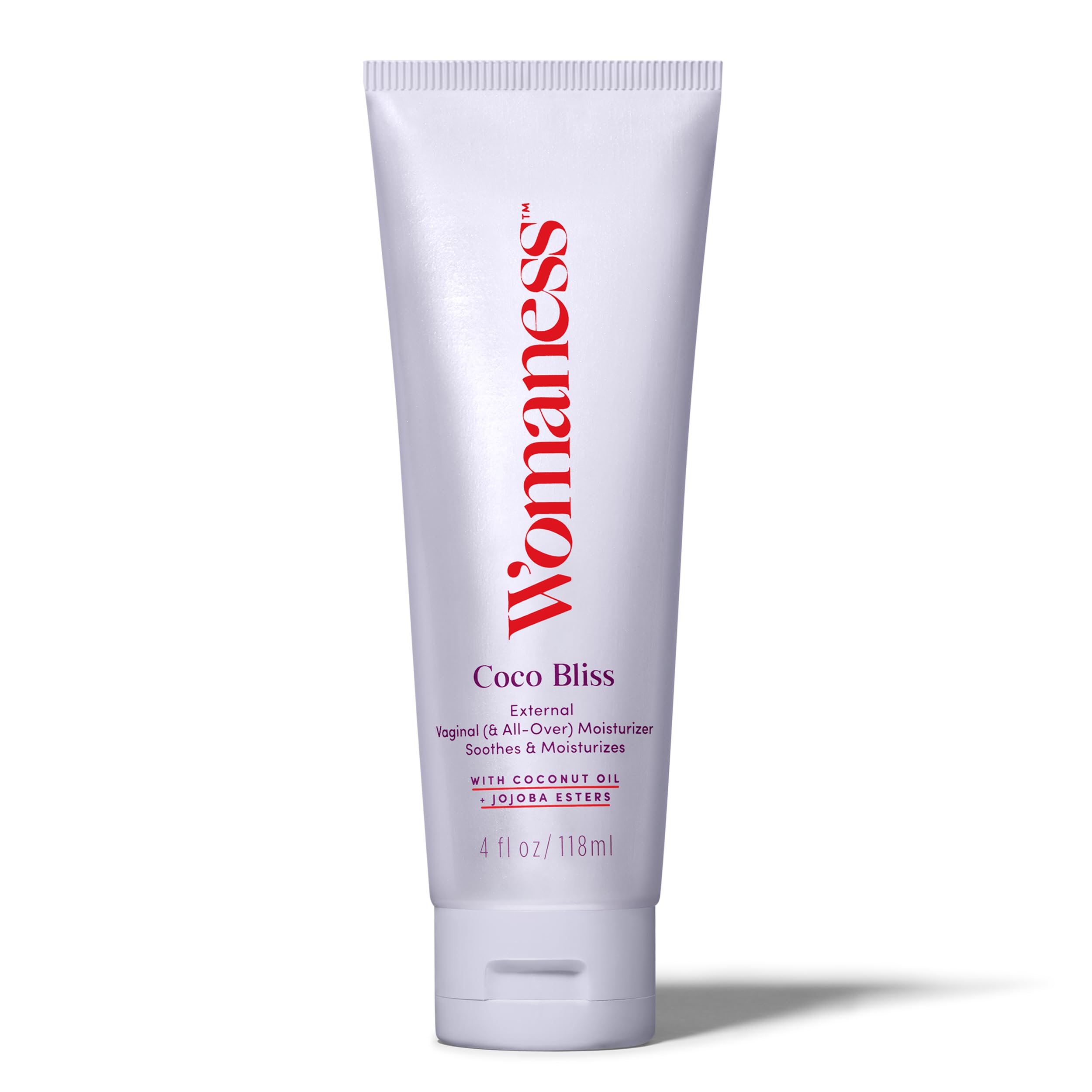 Coco Bliss de Womaness en envase, crema hidratante para uso diario.