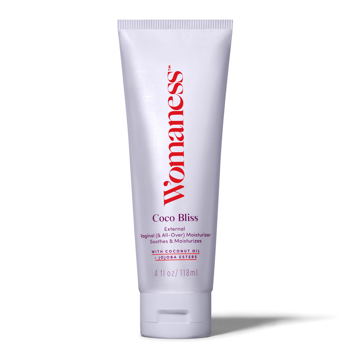 Coco Bliss de Womaness en envase, crema hidratante para uso diario.