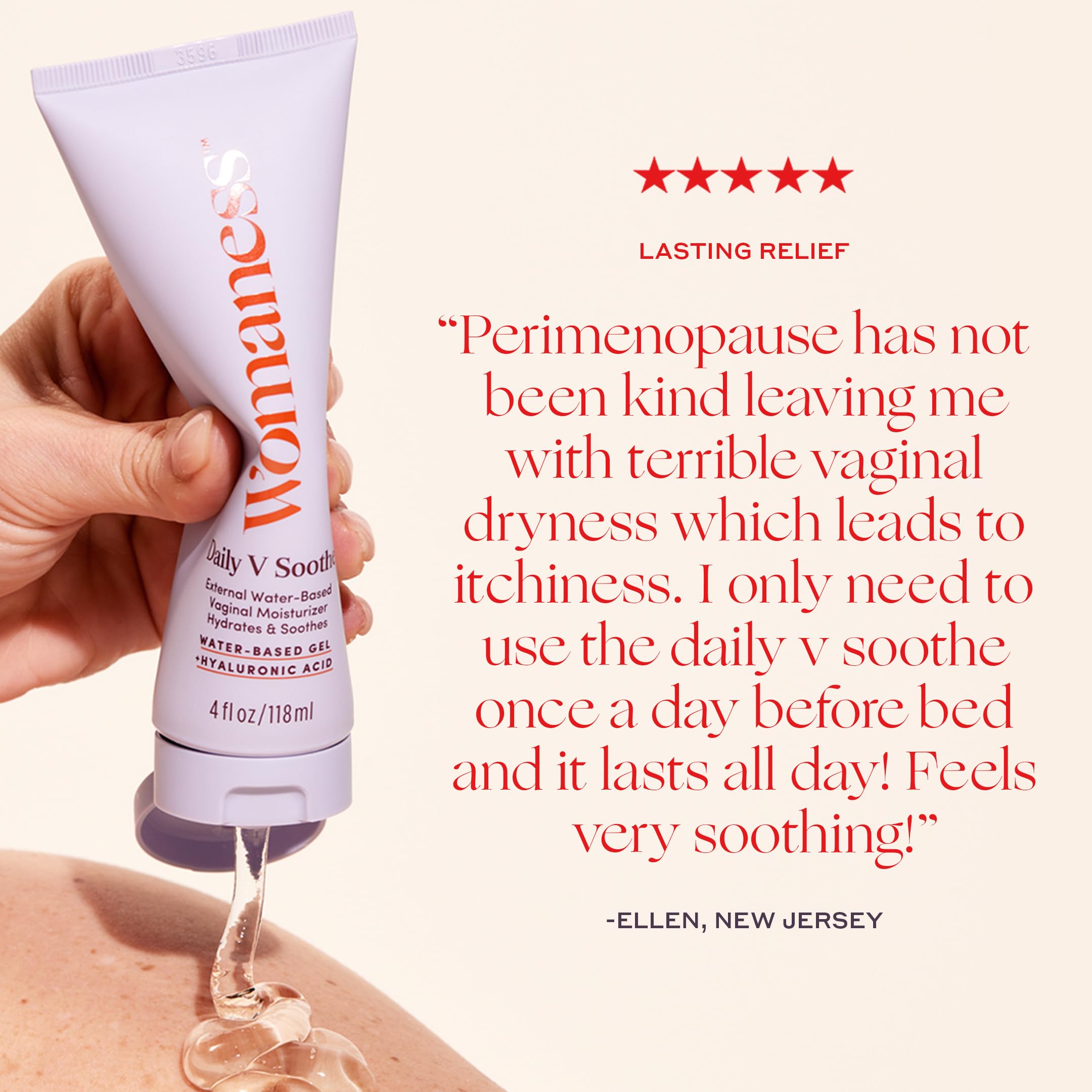 Womaness Daily V Soothe: envase-4oz fácilmente manejable en rutina diaria de cuidado.