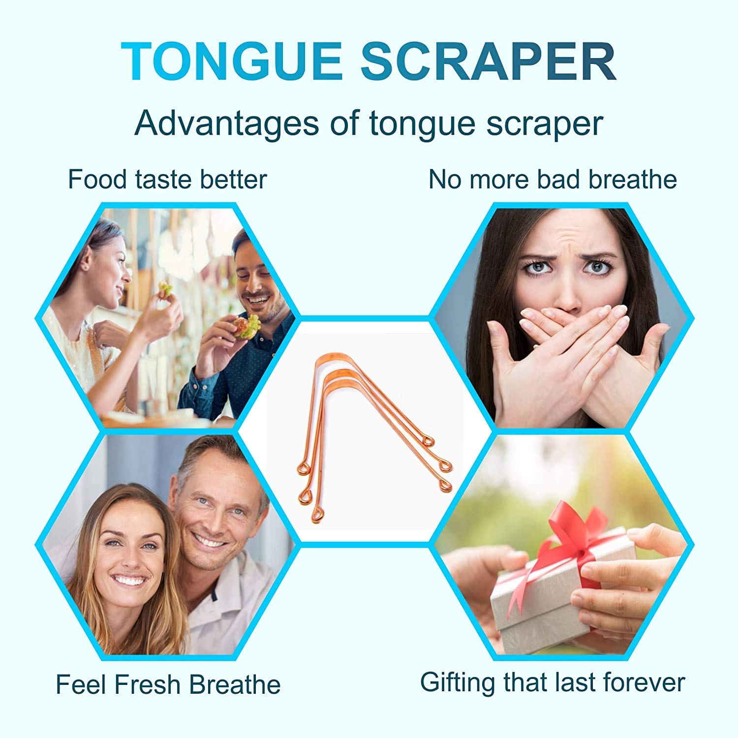Raspador de lengua de cobre con enfoque ayurveda y cuidado oral tradicional.
