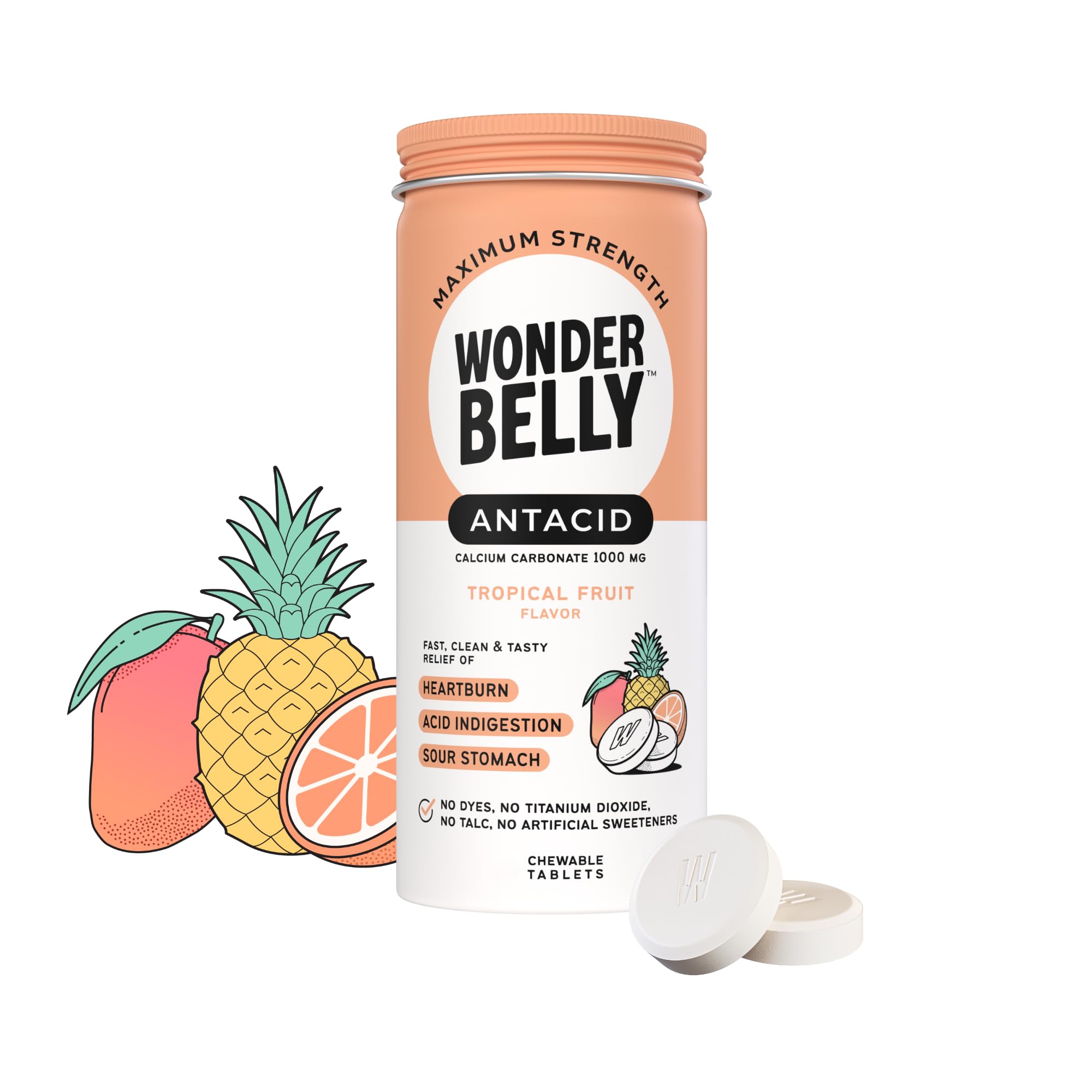 Wonderbelly tableta masticable para alivio rápido de la acidez estomacal