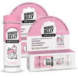 Wonderbelly antiácido pastillas masticables sabor fresa para alivio rápido.