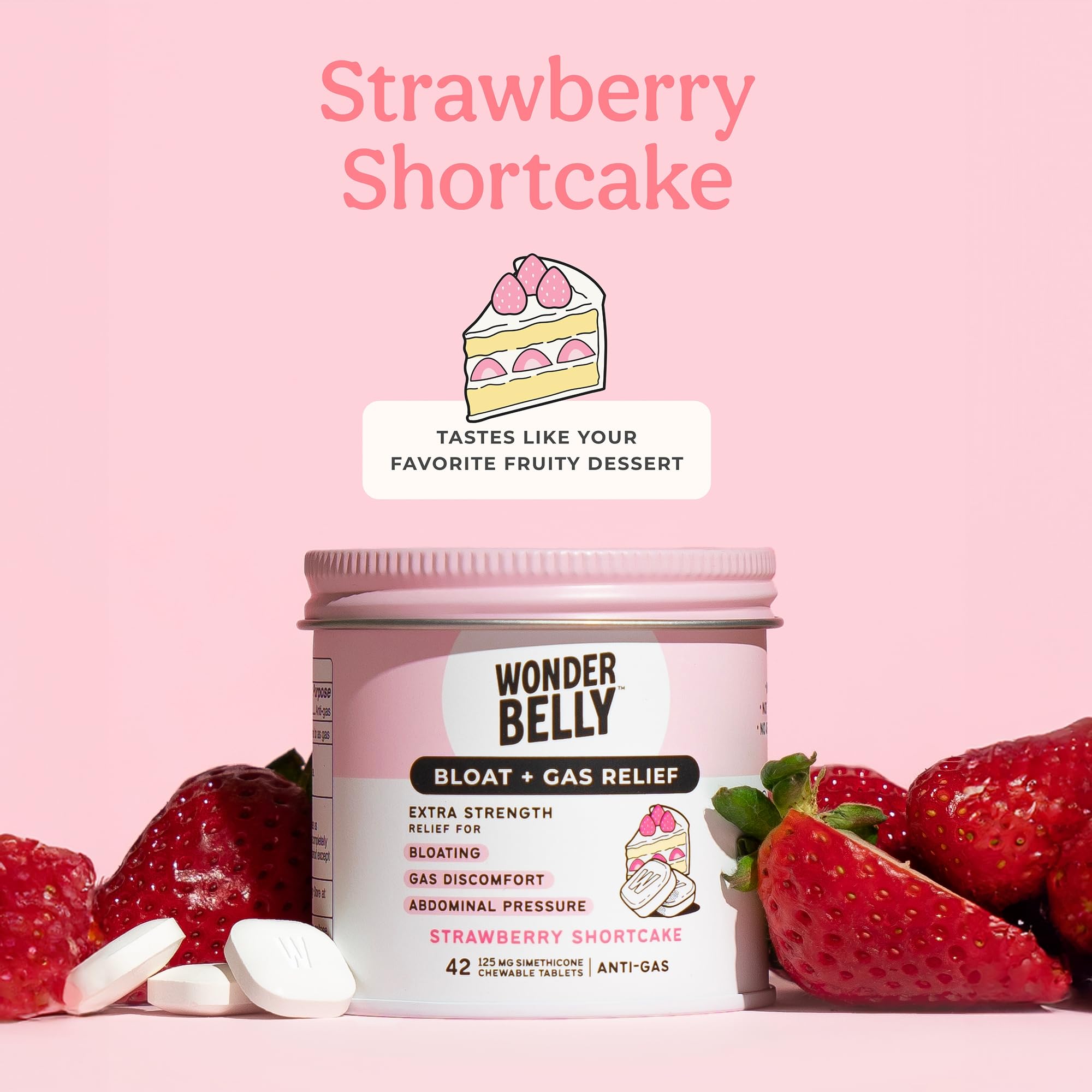 Wonderbelly: dosis de 125 mg de simeticona para reducir molestias.
