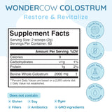 WONDERCOW Colostro bovino, sobre de porción, dosificación conveniente para la familia.