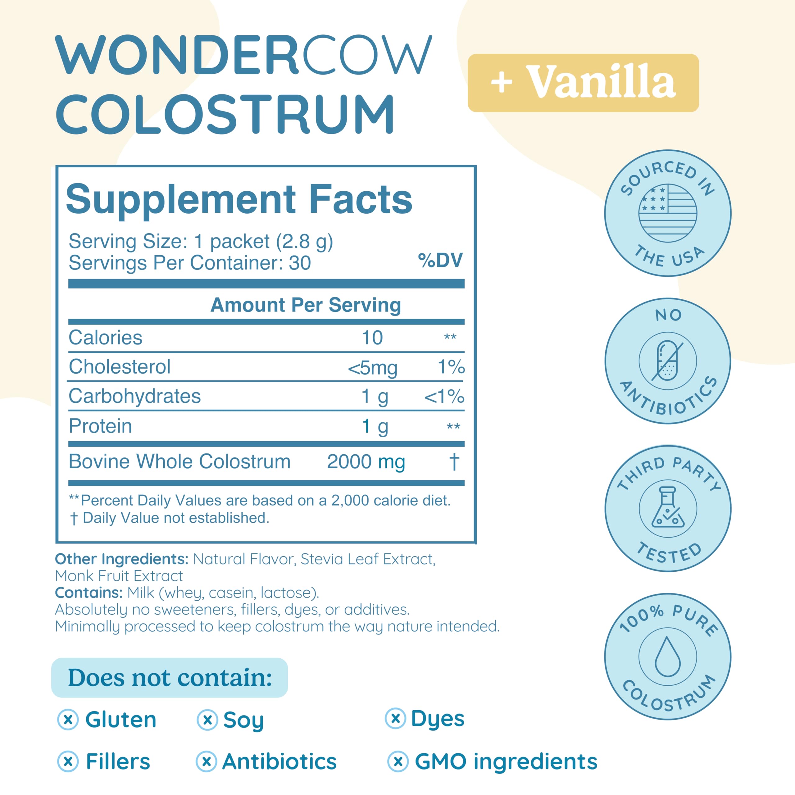 WONDERCOW sobres porciones, práctico para consumo diario en casa o para llevar