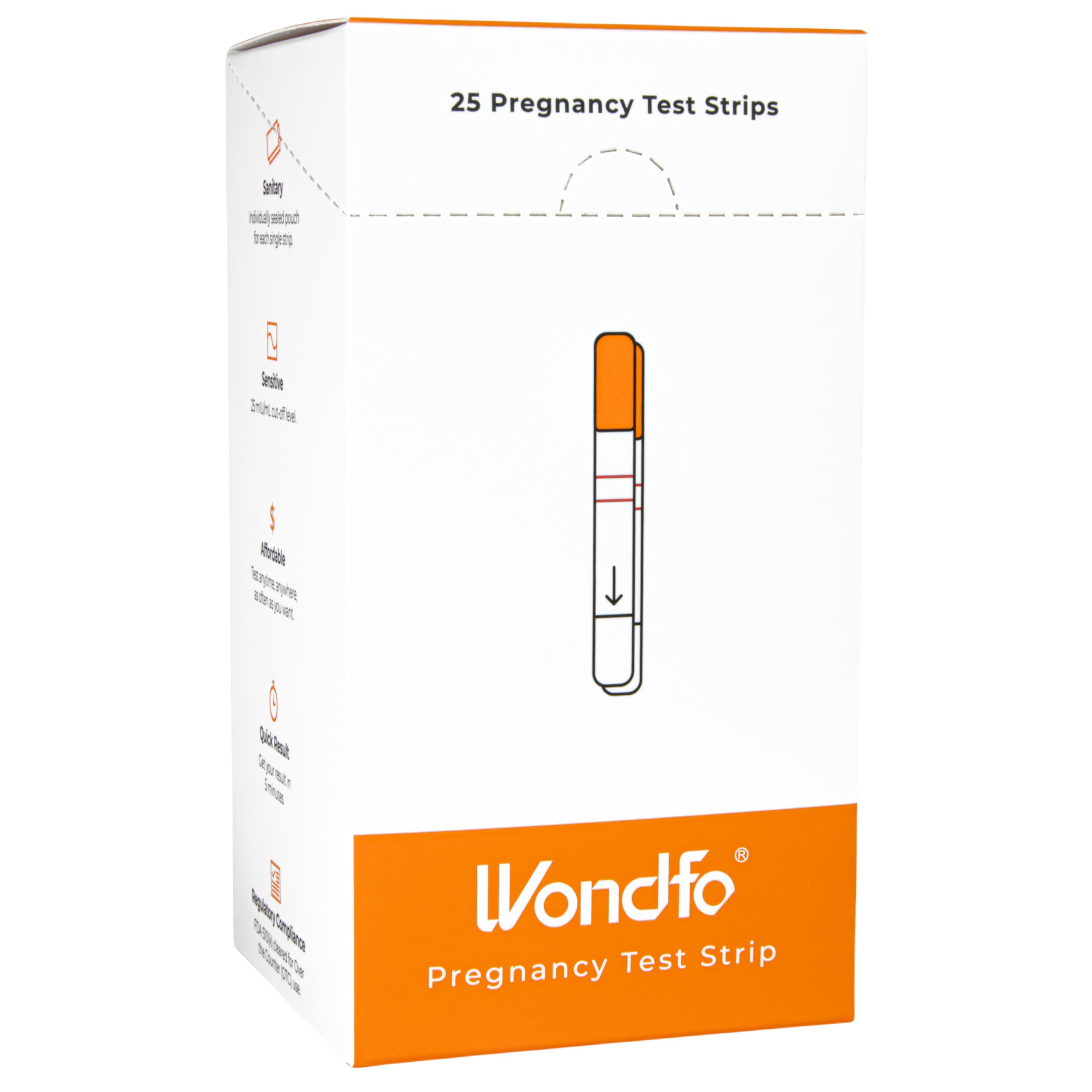 prueba de embarazo Wondfo en empaque listo para usar en casa