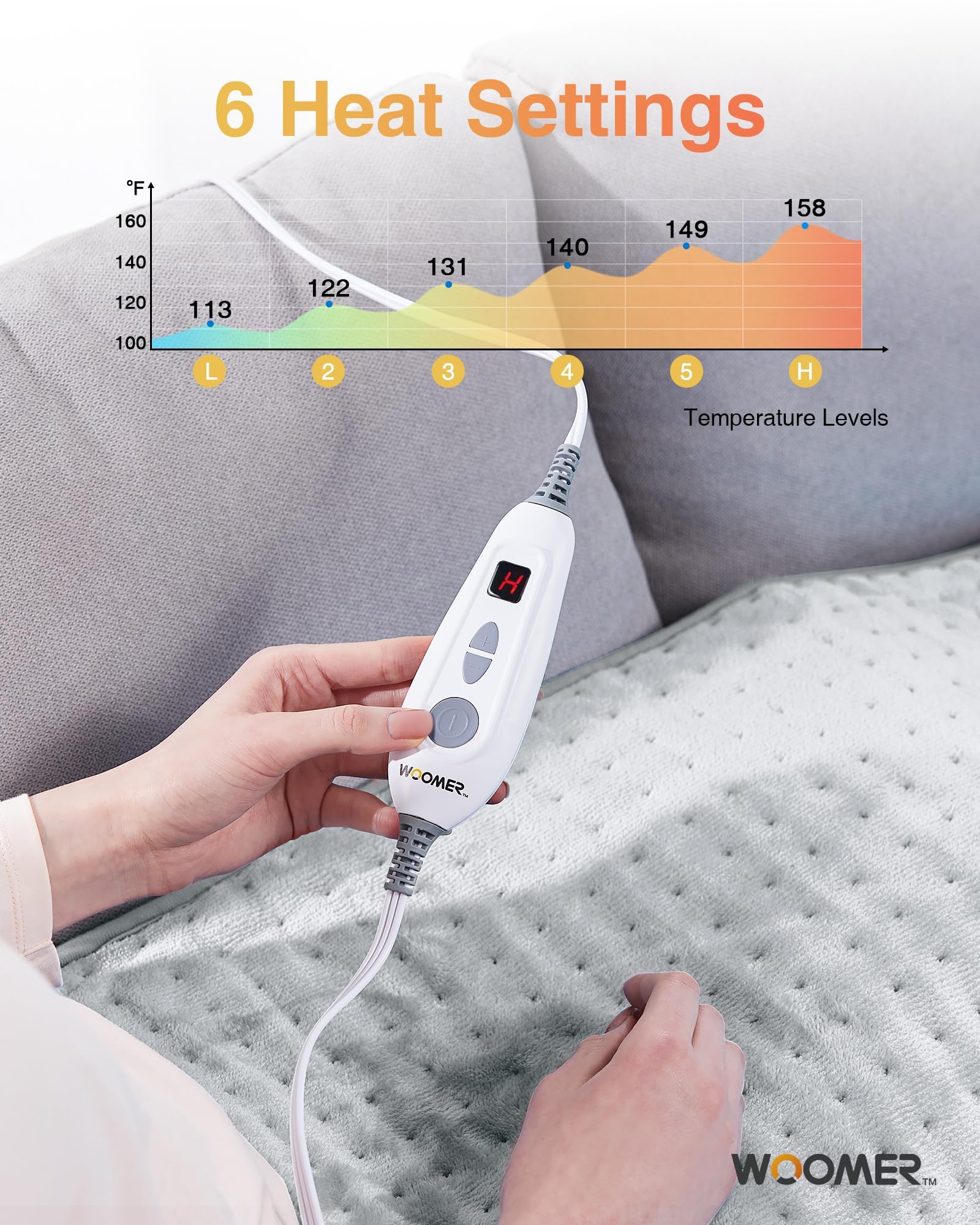 WOOMER control de calor con 6 niveles para ajuste preciso