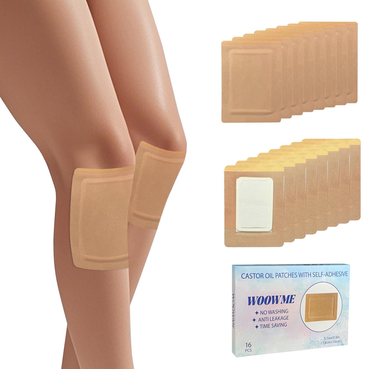 WOOWME compresas de aceite de ricino para abdomen, absorben y fijan con comodidad.