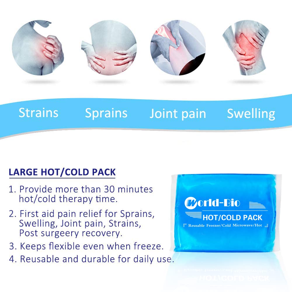WORLD-BIO paño hielo gel grande rodilla: soporte para rehabilitación y recuperación.