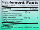 Porciones de World Organic Clorofila 100 mg cápsulas para tomar
