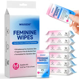 Toallitas femeninas WOUSEDO en formato mini portátil para limpieza rápida y discreta.