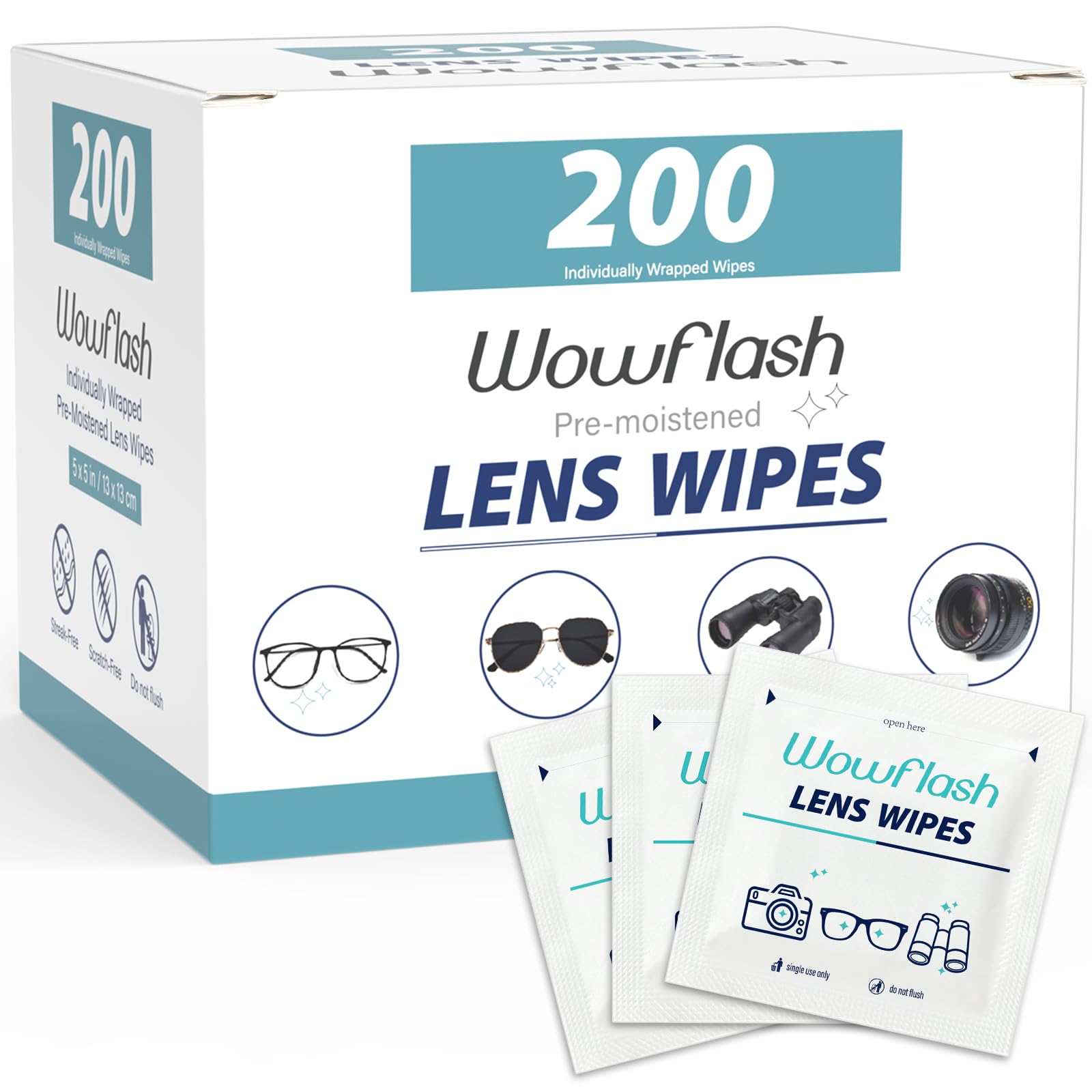 Wowflash: toallitas para lentes envueltas individualmente para uso diario