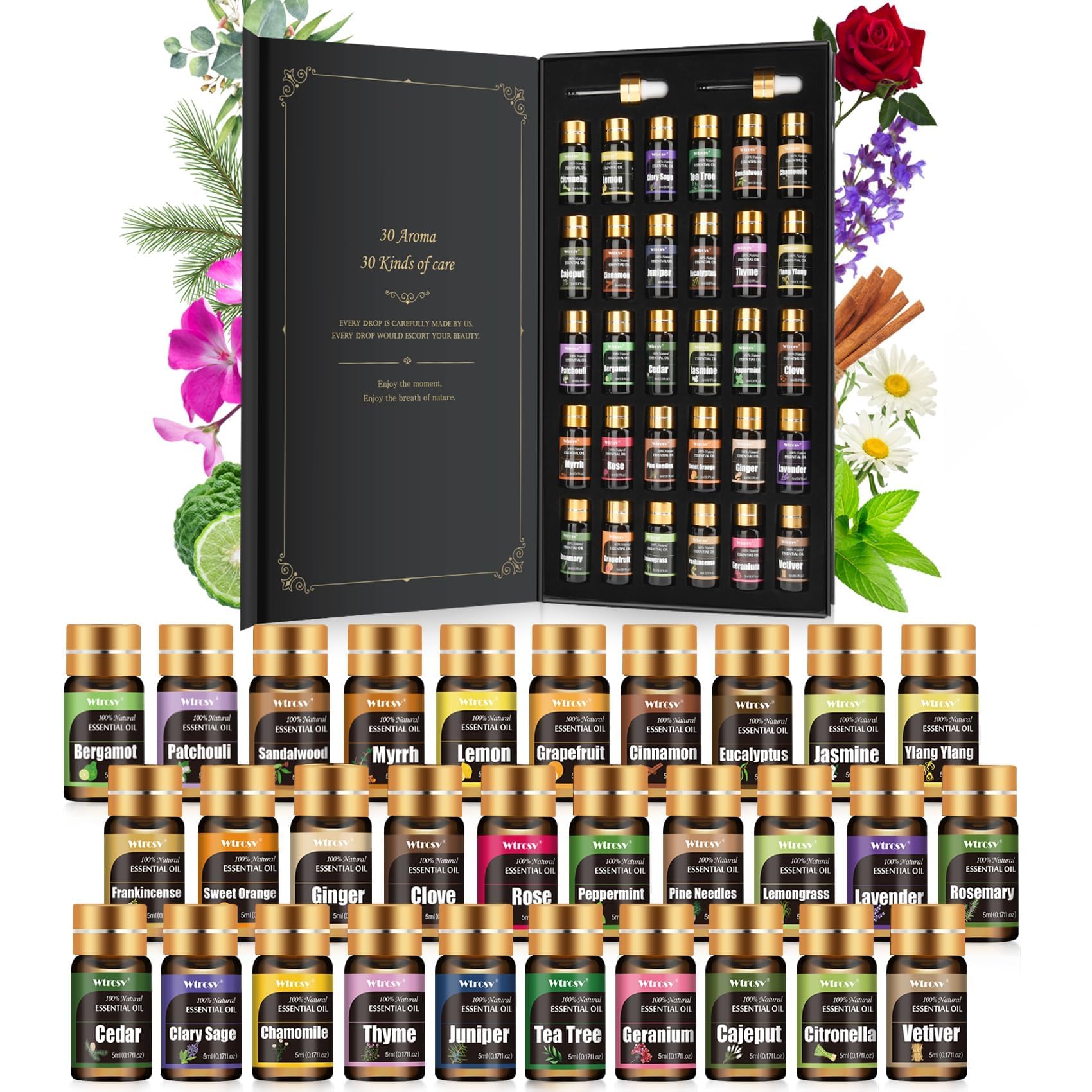 Wtrcsv caja-regalos aceites esenciales, regalo elegante para aromaterapia en casa.