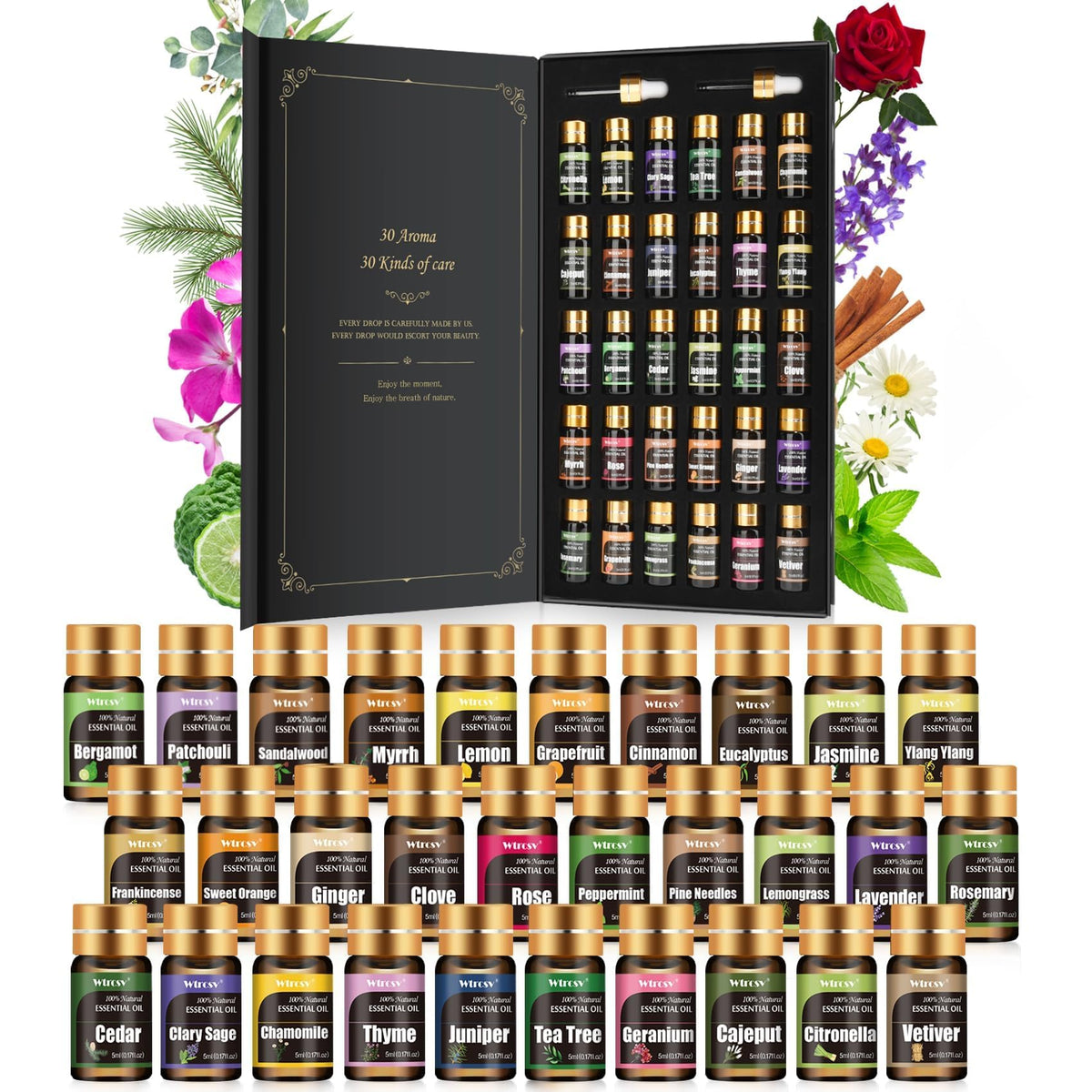 Wtrcsv caja-regalos aceites esenciales, regalo elegante para aromaterapia en casa.