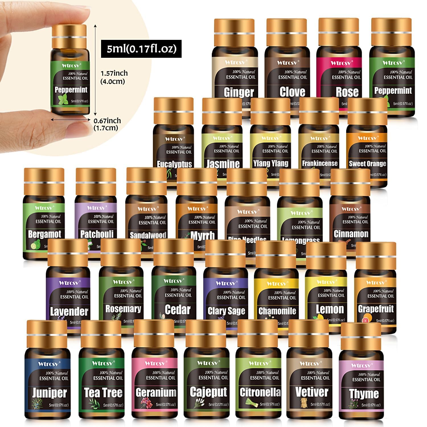 Wtrcsv set de aceites 30 fragancias: perfumería casera para difusor.