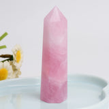 WUYOUSHI torre cristal de cuarzo rosa pulida a mano con brillo suave