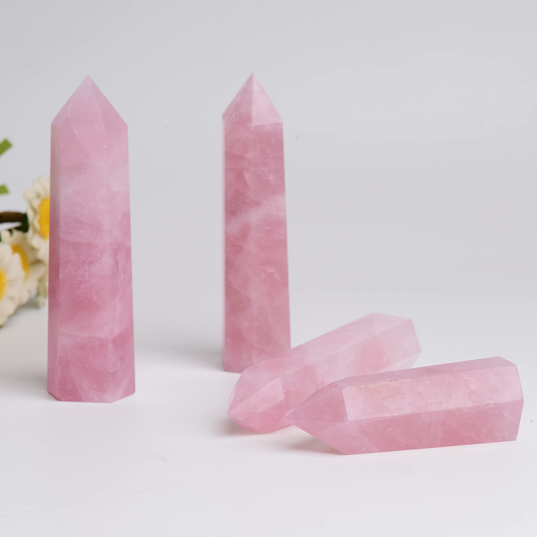 WUYOUSHI torre cristal de cuarzo rosa purifica energía del entorno