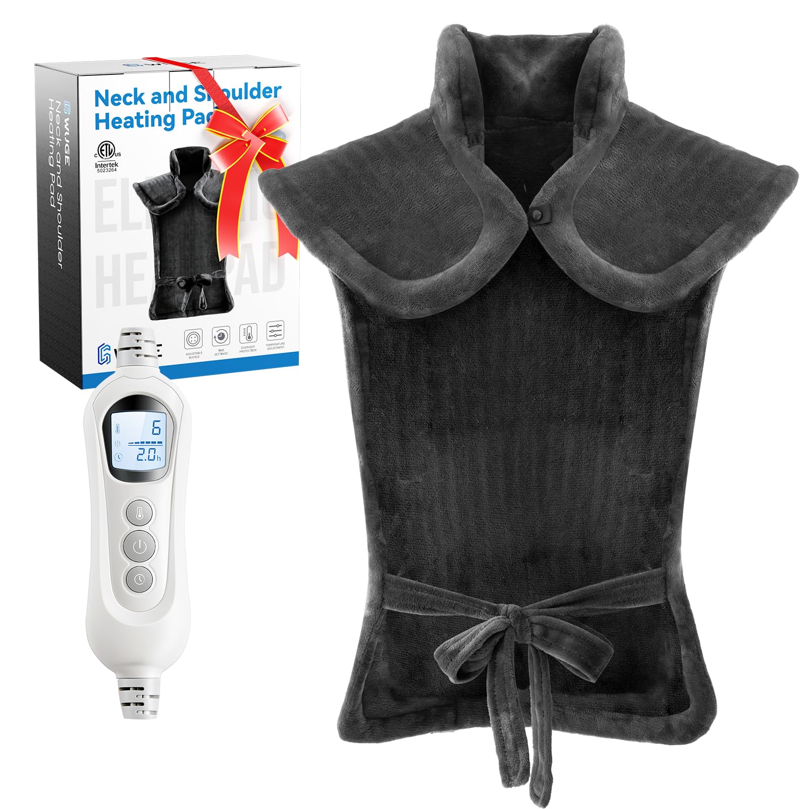 Almohadilla térmica WUGE para espalda completa con calor uniforme para mayor confort.