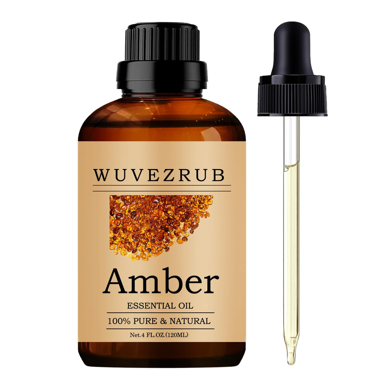 Wuvezrub aceite esencial ámbar en frasco de 120 ml para aromaterapia.