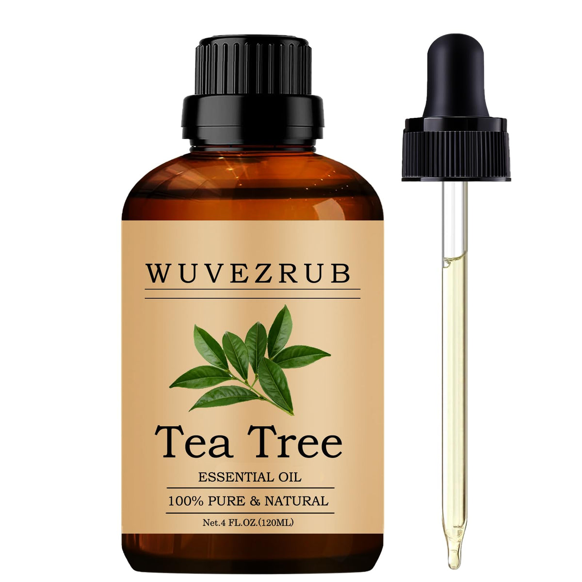 Wuvezrub aceite esencial árbol de té en botella para aromaterapia suave.