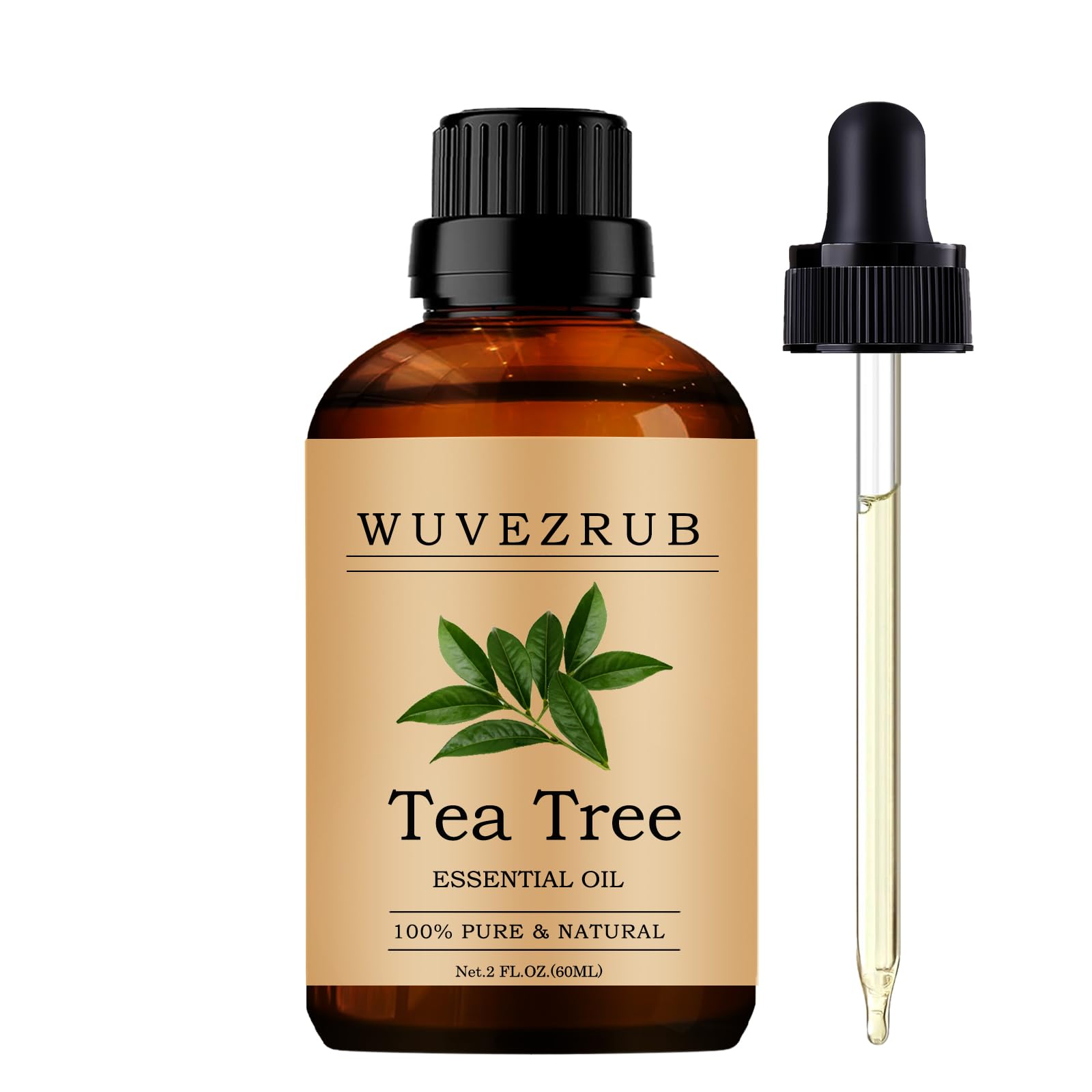 Wuvezrub aceite esencial árbol de té, botella 60 ml: aroma puro para difusor.