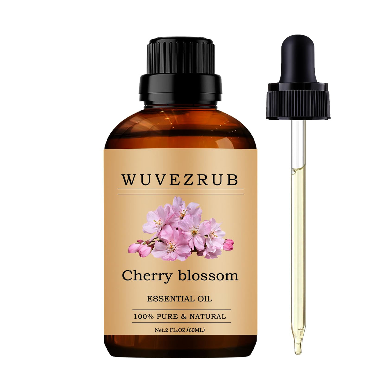 Wuvezrub aceite esencial de cerezo, botella de 60 ml para aromaterapia.