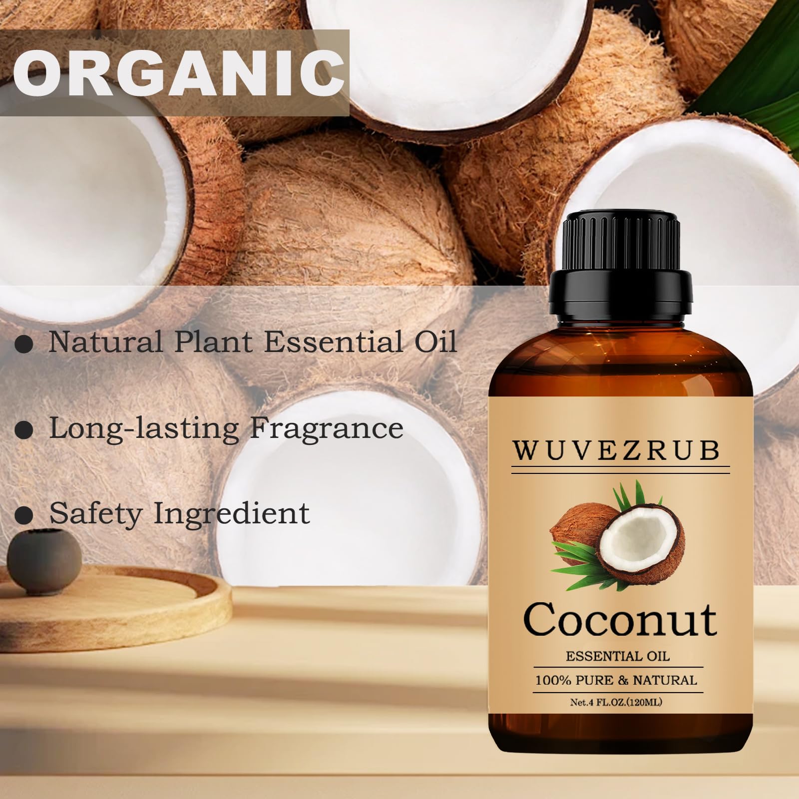 Aceite de coco Wuvezrub para cuidado de la piel, añadido a tónicos o cremas.