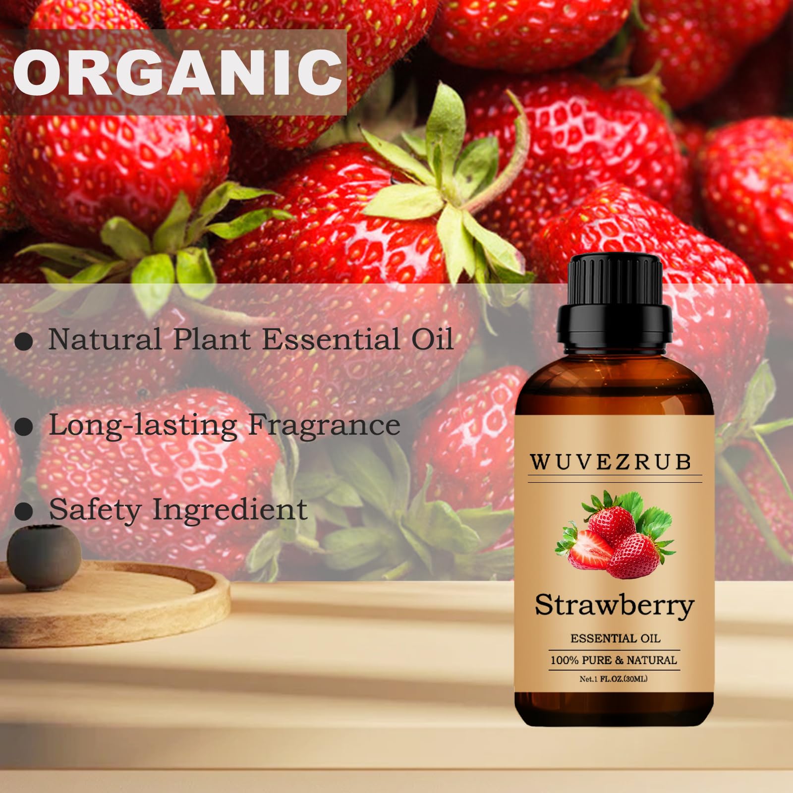 Wuvezrub aceite esencial fresa, uso en piel suave, añade a tónico o cremas