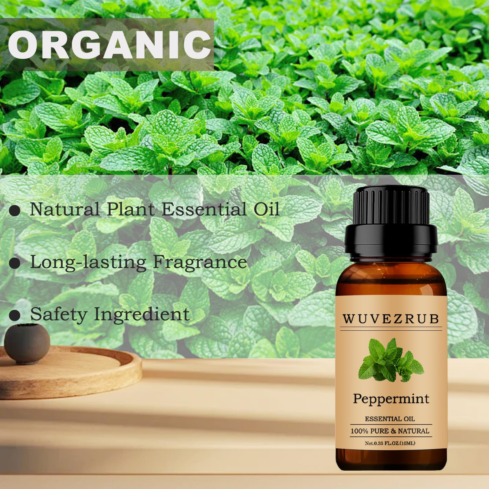 Wuvezrub Aceite Esencial Menta para cuidado de piel, añade a tóners o cremas.