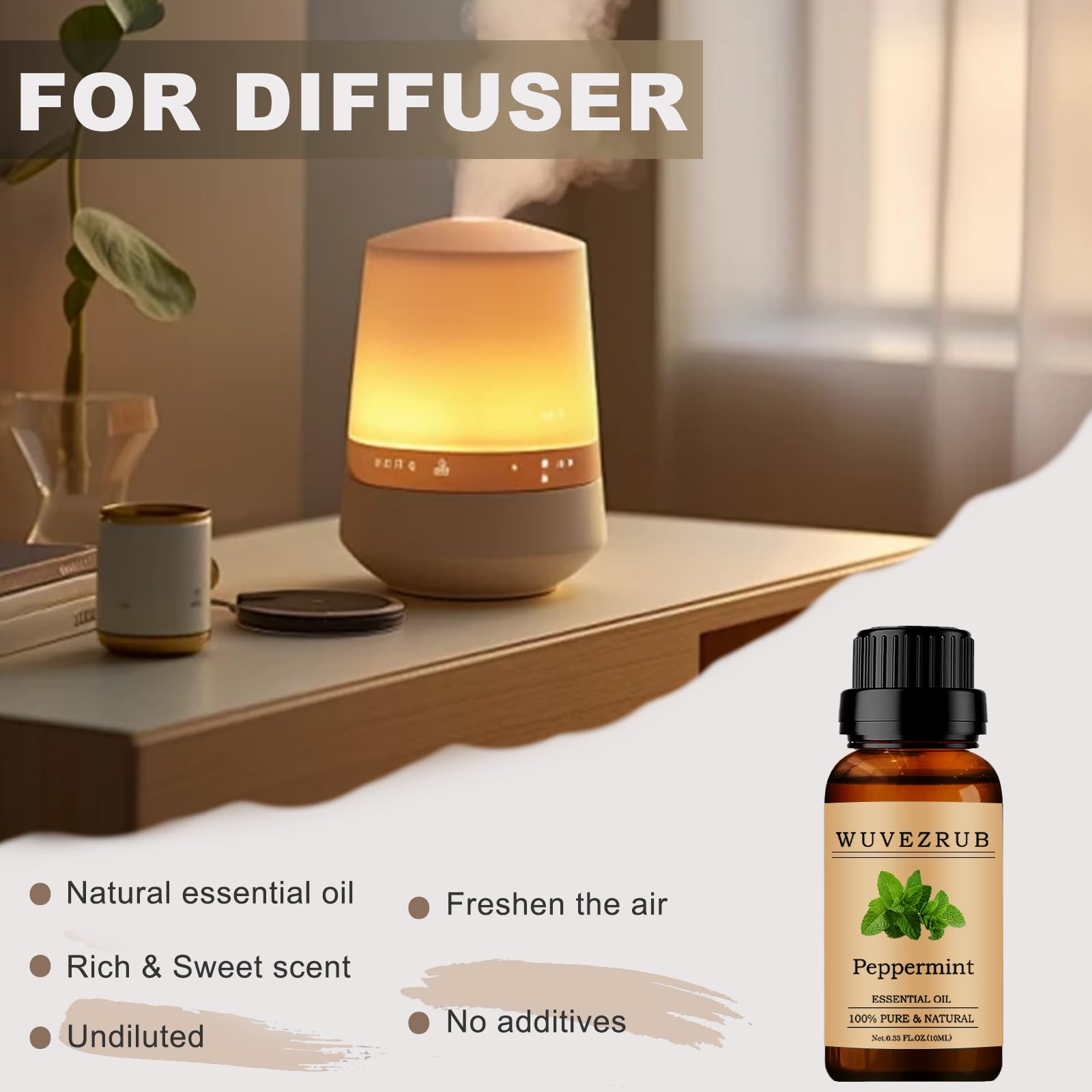 Envase de 10 ml de Wuvezrub, aceite puro y natural para uso diario.