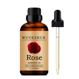 Wuvezrub aceite esencial rosa en botella, ideal para aromaterapia en difusor.
